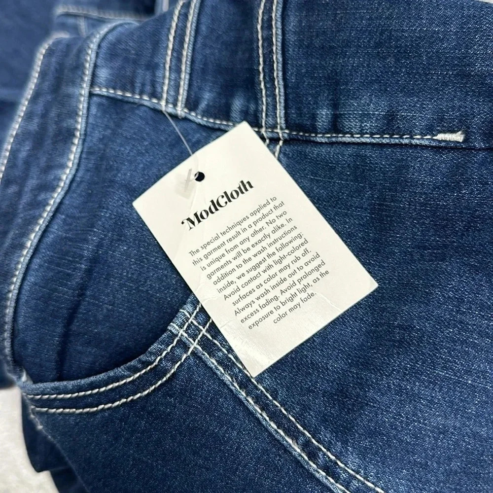 Modcloth The Bianca Flared Leg Denim Jeans Retro 70's Blue New NWT Plus Size 28 - Picture 7 of 13